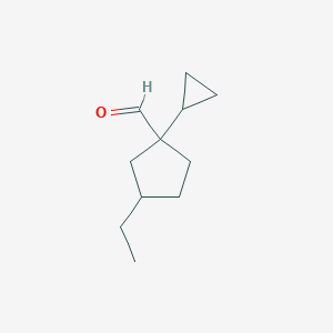 1-Cyclopropyl-3-ethylcyclopentane-1-carbaldehyde