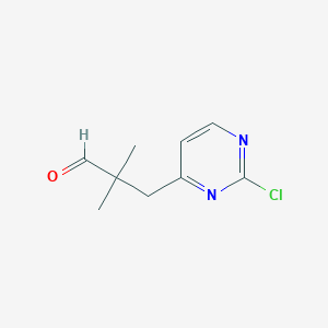 molecular formula C9H11ClN2O B13308648 3-(2-Chloropyrimidin-4-yl)-2,2-dimethylpropanal 