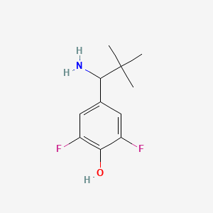 molecular formula C11H15F2NO B13308778 4-(1-Amino-2,2-dimethylpropyl)-2,6-difluorophenol 