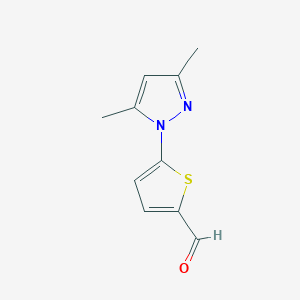 molecular formula C10H10N2OS B13308779 5-(3,5-Dimethyl-1H-pyrazol-1-YL)thiophene-2-carbaldehyde 