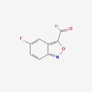 molecular formula C8H4FNO2 B13308846 5-Fluoro-2,1-benzoxazole-3-carbaldehyde 