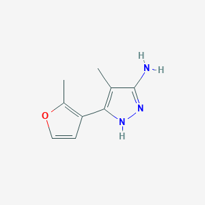 molecular formula C9H11N3O B13308881 4-Methyl-3-(2-methylfuran-3-YL)-1H-pyrazol-5-amine 