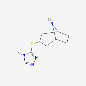 molecular formula C10H16N4S B13308892 3-[(4-Methyl-4H-1,2,4-triazol-3-yl)sulfanyl]-8-azabicyclo[3.2.1]octane 