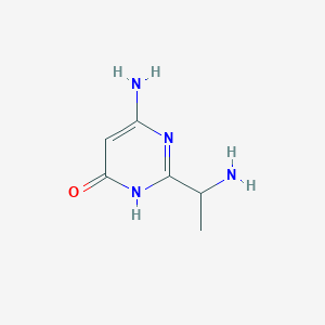 molecular formula C6H10N4O B13308920 6-Amino-2-(1-aminoethyl)-4-pyrimidinol 