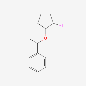 molecular formula C13H17IO B13308946 {1-[(2-Iodocyclopentyl)oxy]ethyl}benzene 