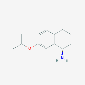 molecular formula C13H19NO B13308966 (1S)-7-(Propan-2-yloxy)-1,2,3,4-tetrahydronaphthalen-1-amine 