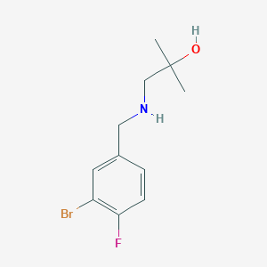 molecular formula C11H15BrFNO B13308974 1-{[(3-Bromo-4-fluorophenyl)methyl]amino}-2-methylpropan-2-ol 