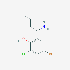 molecular formula C10H13BrClNO B13308975 2-(1-Aminobutyl)-4-bromo-6-chlorophenol 