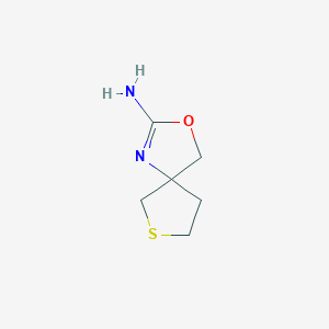 molecular formula C6H10N2OS B13309006 3-Oxa-7-thia-1-azaspiro[4.4]non-1-en-2-amine 