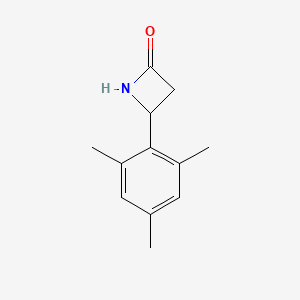 molecular formula C12H15NO B13309039 4-(2,4,6-Trimethylphenyl)azetidin-2-one 