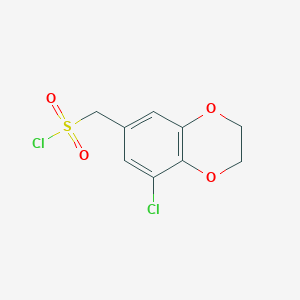 molecular formula C9H8Cl2O4S B13309046 (8-Chloro-2,3-dihydro-1,4-benzodioxin-6-yl)methanesulfonyl chloride 