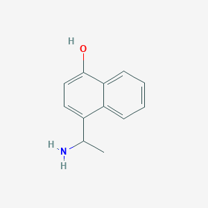 molecular formula C12H13NO B13309055 4-(1-Aminoethyl)naphthalen-1-OL 