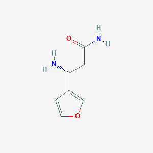 molecular formula C7H10N2O2 B13309074 (3R)-3-Amino-3-(furan-3-YL)propanamide 