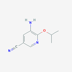 molecular formula C9H11N3O B13309217 5-Amino-6-(propan-2-yloxy)pyridine-3-carbonitrile 