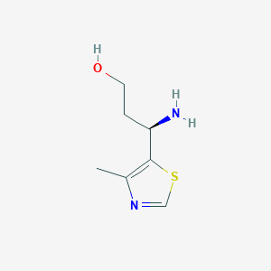 molecular formula C7H12N2OS B13309308 (3R)-3-Amino-3-(4-methyl-1,3-thiazol-5-yl)propan-1-ol 