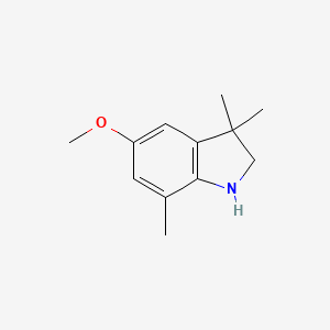 molecular formula C12H17NO B13309324 5-methoxy-3,3,7-trimethyl-2,3-dihydro-1H-indole 