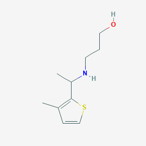 molecular formula C10H17NOS B13309431 3-{[1-(3-Methylthiophen-2-yl)ethyl]amino}propan-1-ol 