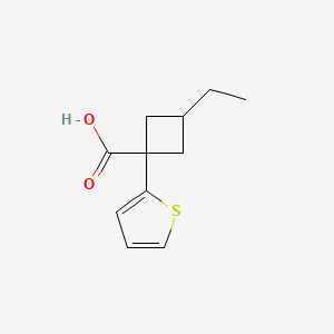 molecular formula C11H14O2S B13309483 3-Ethyl-1-(thiophen-2-yl)cyclobutane-1-carboxylic acid 