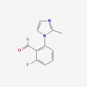 molecular formula C11H9FN2O B13309487 2-Fluoro-6-(2-methyl-1H-imidazol-1-yl)benzaldehyde 