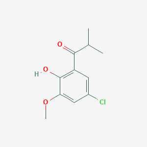 molecular formula C11H13ClO3 B13309579 1-(5-Chloro-2-hydroxy-3-methoxyphenyl)-2-methylpropan-1-one 