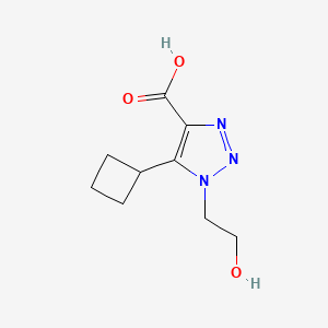 molecular formula C9H13N3O3 B13309588 5-Cyclobutyl-1-(2-hydroxyethyl)-1H-1,2,3-triazole-4-carboxylic acid 