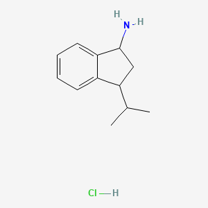 molecular formula C12H18ClN B13309642 3-(propan-2-yl)-2,3-dihydro-1H-inden-1-amine hydrochloride 