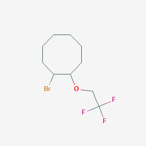 molecular formula C10H16BrF3O B13309720 1-Bromo-2-(2,2,2-trifluoroethoxy)cyclooctane 