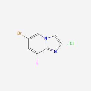 molecular formula C7H3BrClIN2 B13309766 6-Bromo-2-chloro-8-iodoimidazo[1,2-a]pyridine 