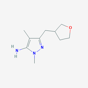 molecular formula C10H17N3O B13309802 1,4-Dimethyl-3-[(oxolan-3-yl)methyl]-1H-pyrazol-5-amine 