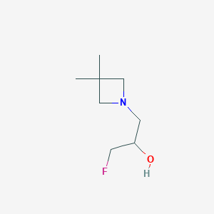 molecular formula C8H16FNO B13309805 1-(3,3-Dimethylazetidin-1-yl)-3-fluoropropan-2-ol 