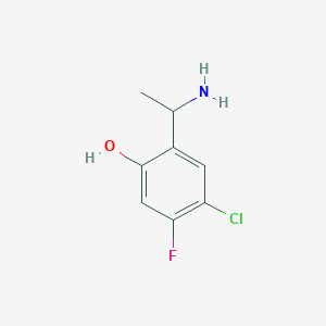 molecular formula C8H9ClFNO B13309842 2-(1-Aminoethyl)-4-chloro-5-fluorophenol 