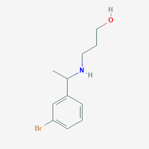 molecular formula C11H16BrNO B13309852 3-{[1-(3-Bromophenyl)ethyl]amino}propan-1-ol 