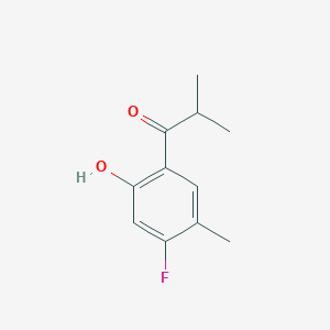 molecular formula C11H13FO2 B13309919 1-(4-Fluoro-2-hydroxy-5-methylphenyl)-2-methylpropan-1-one 