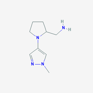 molecular formula C9H16N4 B13309999 1-[1-(1-Methyl-1H-pyrazol-4-YL)-2-pyrrolidinyl]methanamine 