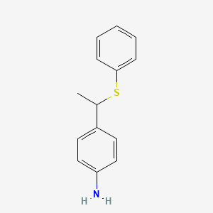 molecular formula C14H15NS B13310000 4-[1-(Phenylsulfanyl)ethyl]aniline 