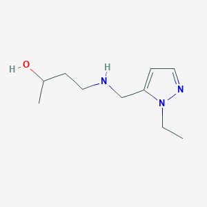 molecular formula C10H19N3O B13310033 4-{[(1-ethyl-1H-pyrazol-5-yl)methyl]amino}butan-2-ol 