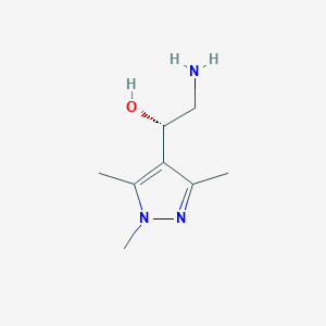 molecular formula C8H15N3O B13310049 (1S)-2-Amino-1-(trimethyl-1H-pyrazol-4-yl)ethan-1-ol 