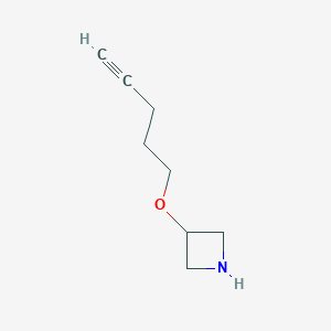 molecular formula C8H13NO B13310052 3-(Pent-4-yn-1-yloxy)azetidine 