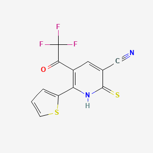 2-Mercapto-6-thiophen-2-yl-5-(2,2,2-trifluoro-acetyl)-nicotinonitrile