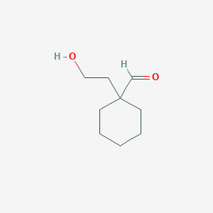 molecular formula C9H16O2 B13310129 1-(2-Hydroxyethyl)cyclohexane-1-carbaldehyde 