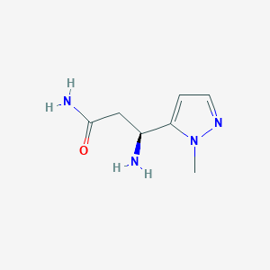 molecular formula C7H12N4O B13310162 (3S)-3-amino-3-(1-methyl-1H-pyrazol-5-yl)propanamide 