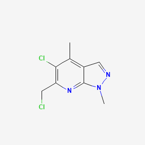 molecular formula C9H9Cl2N3 B13310197 5-chloro-6-(chloromethyl)-1,4-dimethyl-1H-pyrazolo[3,4-b]pyridine 