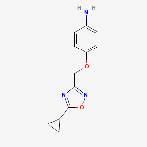 molecular formula C12H13N3O2 B13310238 4-[(5-Cyclopropyl-1,2,4-oxadiazol-3-yl)methoxy]aniline 