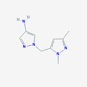 molecular formula C9H13N5 B13310245 1-[(1,3-dimethyl-1H-pyrazol-5-yl)methyl]-1H-pyrazol-4-amine 