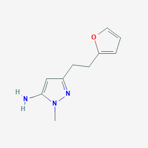 molecular formula C10H13N3O B13310250 3-[2-(Furan-2-YL)ethyl]-1-methyl-1H-pyrazol-5-amine 