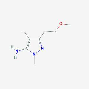 molecular formula C8H15N3O B13310267 3-(2-Methoxyethyl)-1,4-dimethyl-1H-pyrazol-5-amine 