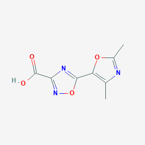 molecular formula C8H7N3O4 B13310275 5-(Dimethyl-1,3-oxazol-5-yl)-1,2,4-oxadiazole-3-carboxylic acid 