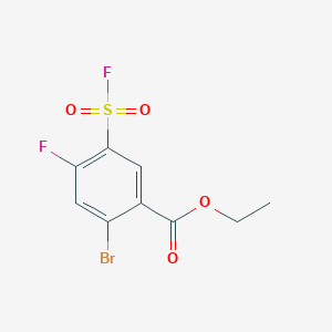 molecular formula C9H7BrF2O4S B13310294 Ethyl 2-bromo-4-fluoro-5-(fluorosulfonyl)benzoate 