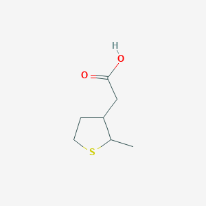 molecular formula C7H12O2S B13310348 2-(2-Methylthiolan-3-yl)acetic acid 