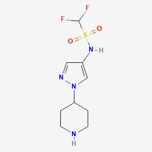 molecular formula C9H14F2N4O2S B13310364 1,1-Difluoro-N-[1-(piperidin-4-yl)-1H-pyrazol-4-yl]methanesulfonamide 